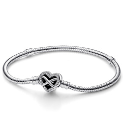 Pandora Moments Schlangen-Gliederarmband mit Funklendem Unendlichkeits-Herzverschluss