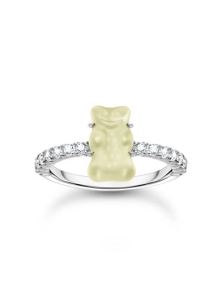 Thomas Sabo x HARIBO Ring mit weissem Mini-Goldbären und Steinen