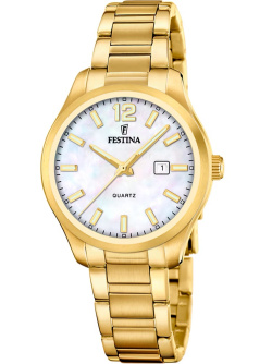 Festina Klassik Date Goldig/Perlmutt Weiss 34mm