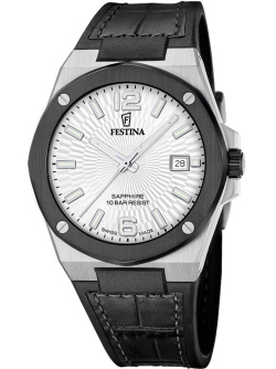 Festina Swiss Vallée Date Silbrig / Schwarz
