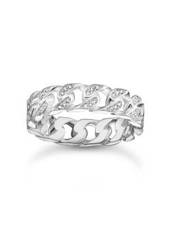 Thomas Sabo Rebel Basics Ring Kettenglieder weisse Steine schmal