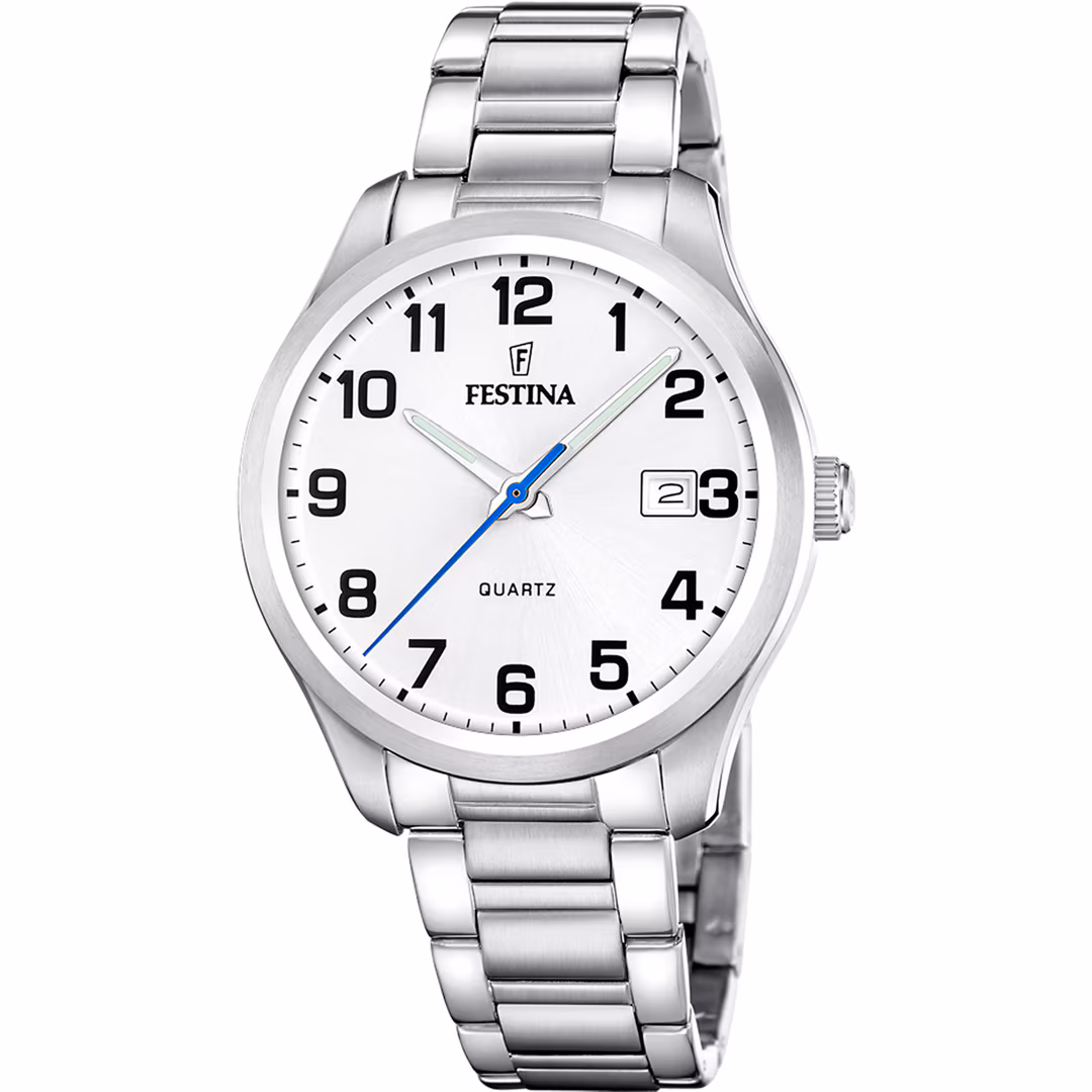 Festina Klassik Date Silbrig 42mm