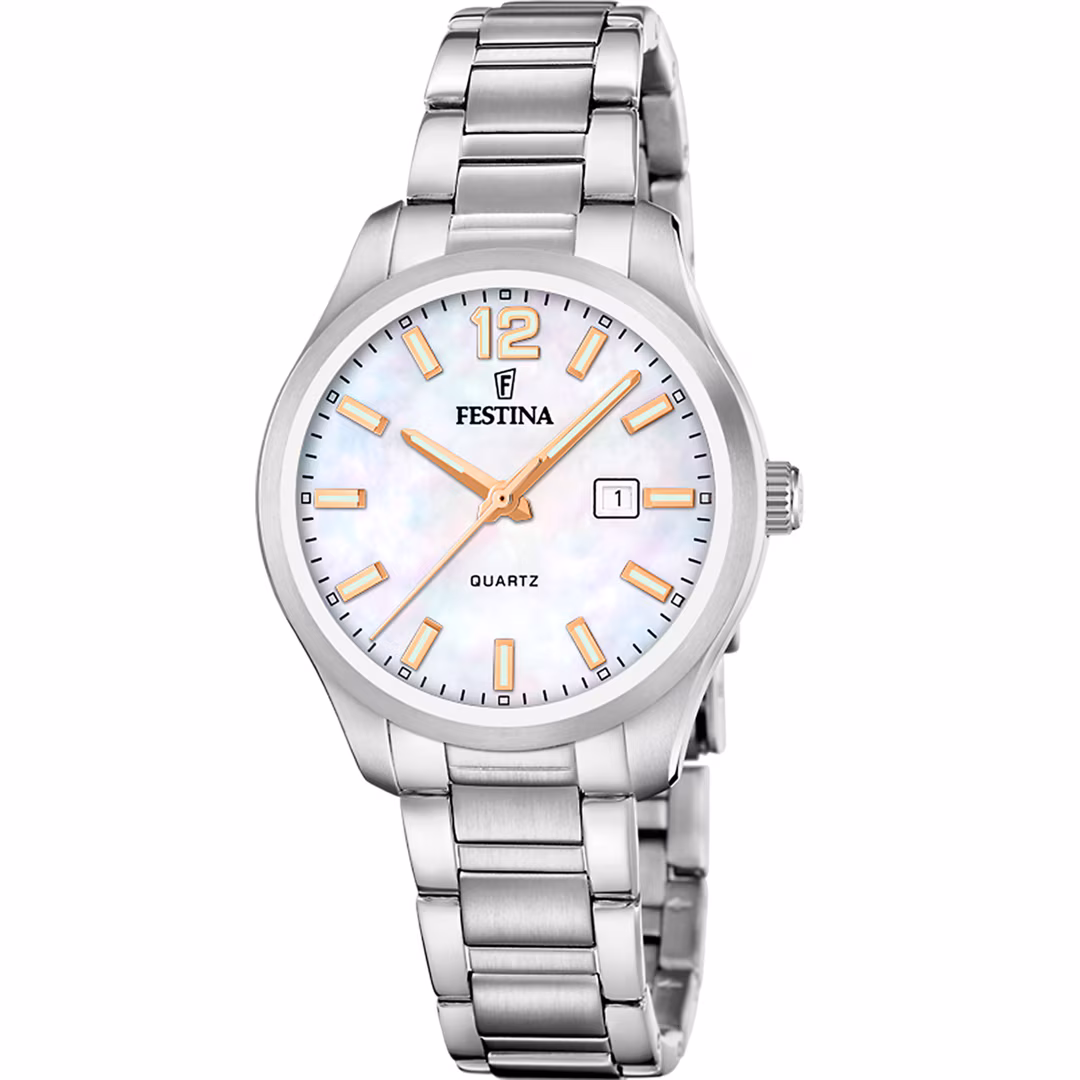 Festina Klassik Date Perlmutt Weiss 34mm